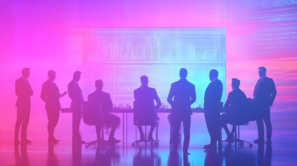Business Silhouettes Meeting Digital Data Analysis