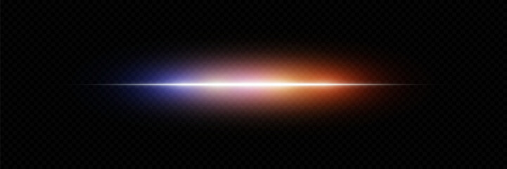 Glowing flash of light. The effect of a high-speed police line. Laser beam of light.