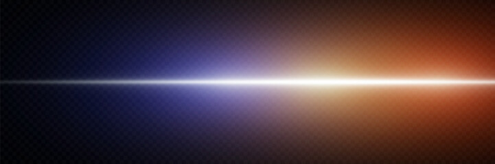Glowing flash of light. The effect of a high-speed police line. Laser beam of light.