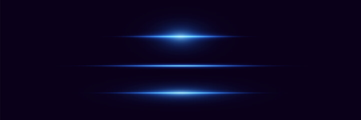 
Pack of blue horizontal highlights. Laser beams of light, neon line.
