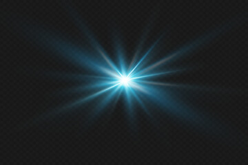 
Flash of a bright star. Light rays of light. On a transparent background.