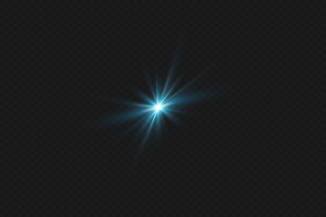 
Flash of a bright star. Light rays of light. On a transparent background.