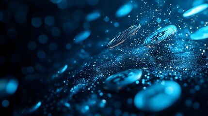 Abstract representation of digital coins flowing into a digital wallet, symbolizing cryptocurrency integration, Digital coins wallet, Crypto finance