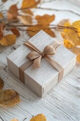 Gift Box with Autumn Leaves