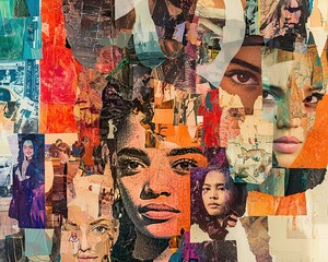 Abstract collage that celebrates the beauty and diversity of humanity. Ai generative illustration