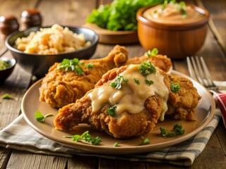 CrispySouthernFriedChickenGravyMashedPotatoes