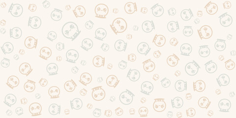 Happy cartoon faces pattern. Pastel kawaii design. Ideal for kids' products, stationery, and more.