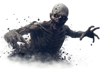 Zombie Breaking Out of the Ground isolated on white background