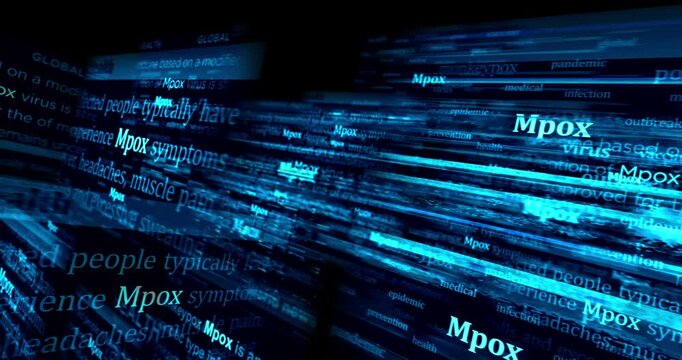 Mpox monkeypox epidemic Headline news titles international media abstract concept  loop. Seamless and looped 3d animation.