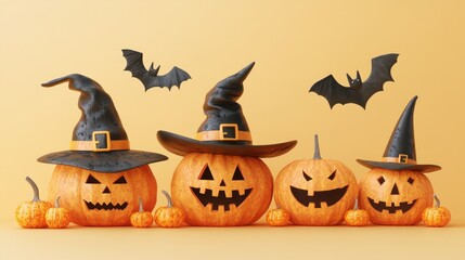 Happy Halloween day element background vector,set of isolated hats, bats and pumpkins,cat,Cute collection of spooky ghost, illustration for the design of postcards,invitations,banners for Halloween.