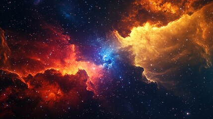 Fototapeta premium Universe with galaxy, stars and nebulas. Supernova background wallpaper design. Ai generative