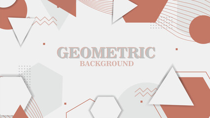 Vector chocolate Geometric Background with line and shape (round circle, triangle, hexagon)