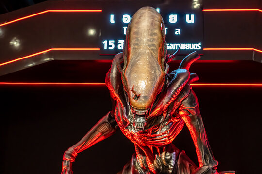 BANGKOK, THAILAND, 15 Aug 2024 - A beautiful Statue of A Sci-Fi Thriller Movie called Alien: Romulus display at the cinema to promote the movie