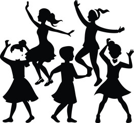 Obraz premium Cheering Kid Modern Black Silhouette Design Elements