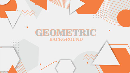 Vector orange Geometric Background with line and shape (round circle, triangle, hexagon)