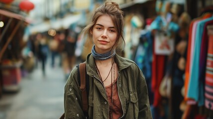 Obraz premium Stylish Young Woman Outdoors