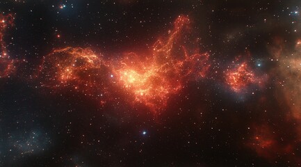 Fototapeta premium Fiery Nebula Cluster in Deep Space