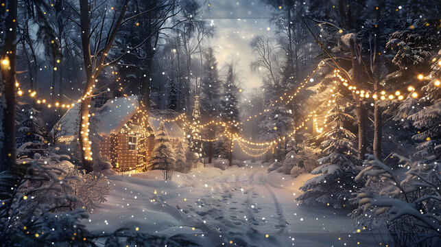 Beautiful homes decorated with lights in winter on the ocassion of christmiss.