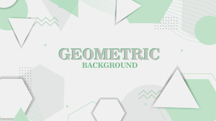 Vector green Geometric Background with line and shape (round circle, triangle, hexagon)