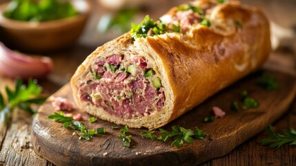 Spread on bread, a roll with filling becomes a sandwich.