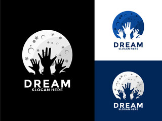 Dream Vector Logo, Reaching Dream Logo Icon Vector, Kids Dream Logo Template