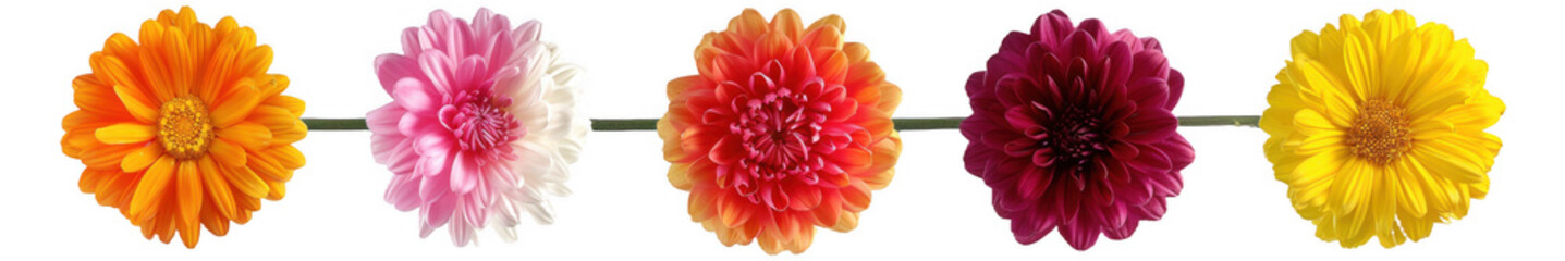 Row of Colorful Chrysanthemum Flowers