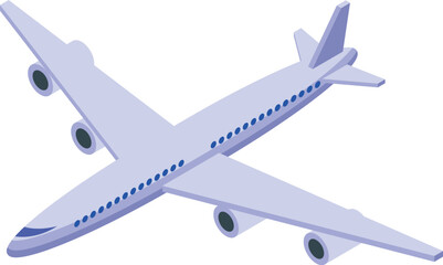 Modern passenger airplane flying in the sky, an isometric icon of air travel