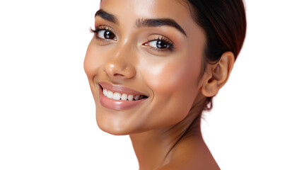 Obraz premium Portrait of an Indian Woman Isolated on Transparent or White Background for Beauty Product Promotion Closeup Shot in Pose