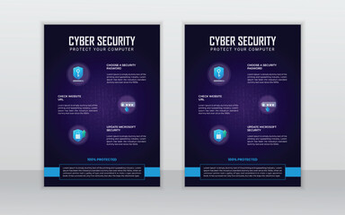 cyber security flyer design layout template,