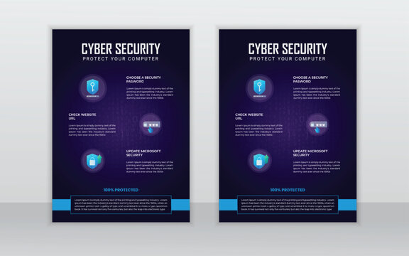 cyber security flyer design layout template,