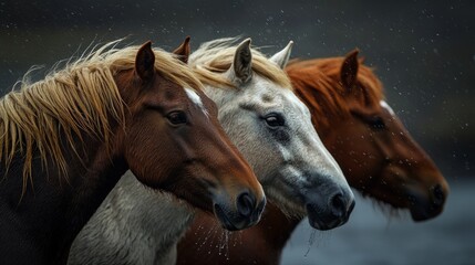 Obraz premium Icelandic horses graze on the South Coast