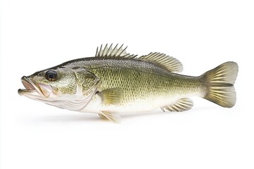 Fototapeta premium Largemouth bass fish isolated on white background. Generative Ai