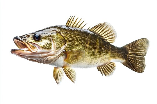 Largemouth bass fish isolated on white background. Generative Ai