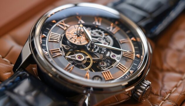 This is a closeup image of a watch showcasing distinctive Roman numerals featured on its dial