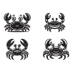 Set of Crab silhouette .crab cartoon character.