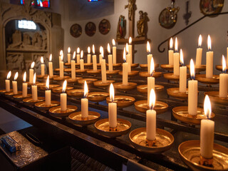 candle flames in a church