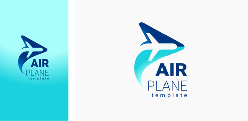 Airplane logotype actions arrow silhouette vector white background