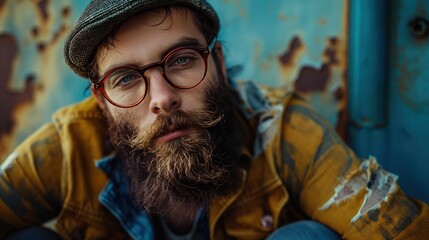Obraz premium Casual Bearded Man Portrait
