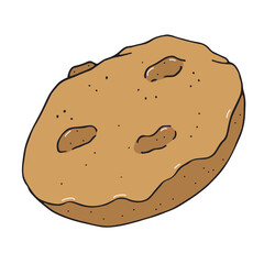 American chocolate chip cookies, vector color doodle element, cute design element