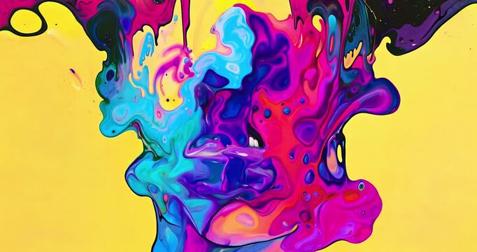 Girl in a psychedelic trippy acid world.