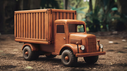 Professionally crafted 3D wooden model of Container truck.