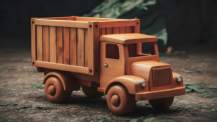 Professionally crafted 3D wooden model of Container truck.