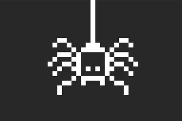 Pixel spider y2k insect, 8 bit retro old school bug. Halloween. computer game character. Pixel art design element