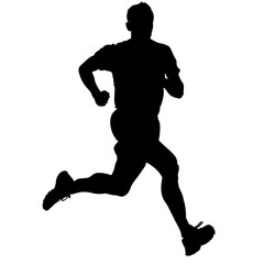 Fototapeta premium runner black vector silhouette, white background