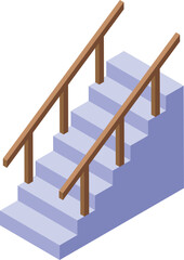Illustration featuring a staircase with a wooden railing, symbolizing progress and ascension