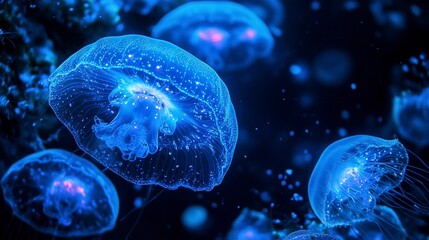 Bioluminescence. Bio luminescent ocean. Bioluminescent plankton in the sea