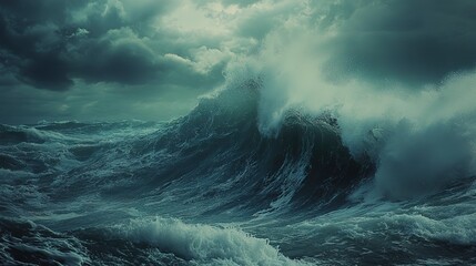 Fototapeta premium The photo shows a large wave in the ocean