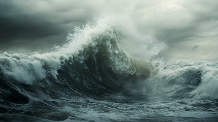 Obraz premium The photo shows a large wave in the ocean