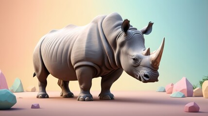 Fototapeta premium White Rhinoceros in a Colorful Landscape