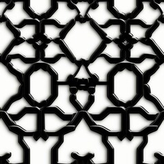 seamless pattern, A detailed black and white geometric pattern featuring intricate shapes, perfect for modern design elements and backgrounds.